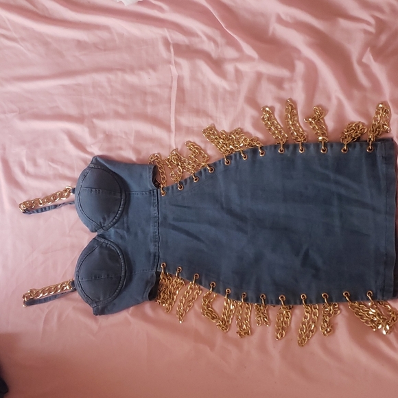 AKIRA Dresses & Skirts - Chains On My Hips Denim Dress